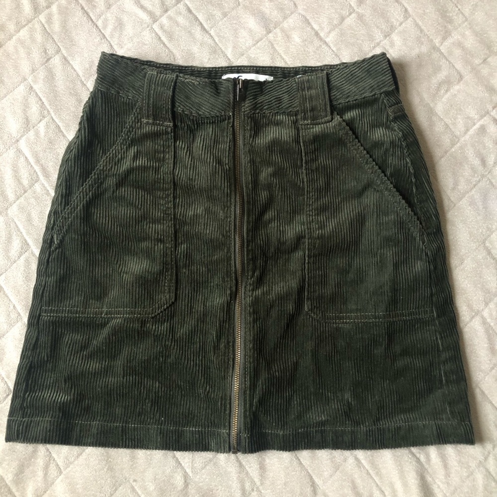 ae green corduroy skirt